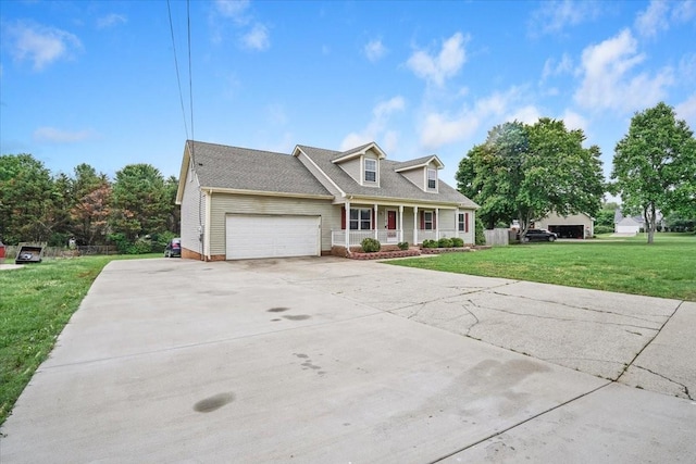 1306 Cason Trl, Murfreesboro, TN 37128 - new england style home with a porch, an attached garage, a front lawn, concrete driveway, and roof with shingles