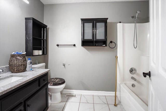 1306 Cason Trl, Murfreesboro, TN 37128 - bathroom with toilet, vanity, bathing tub / shower combination, and baseboards