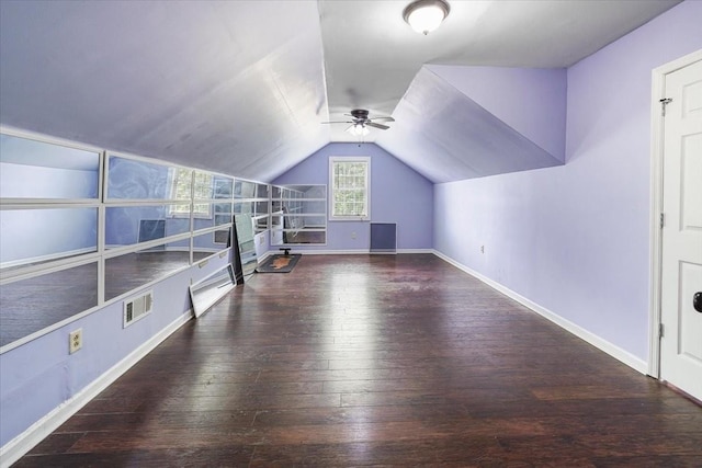 1306 Cason Trl, Murfreesboro, TN 37128 - additional living space with wood-type flooring, ceiling fan, lofted ceiling, and baseboards