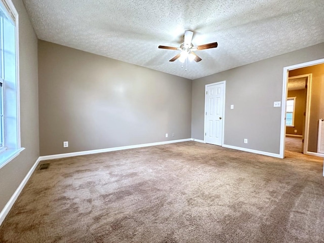 202 Jenna Ave, Oak Grove, KY 42262 - empty room with a ceiling fan, carpet flooring, baseboards, a textured ceiling, and plenty of natural light