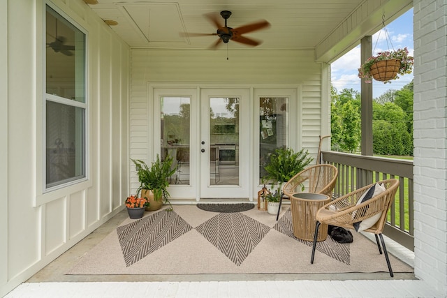 4851 Bethesda Duplex Rd, College Grove, TN 37046 - property entrance with french doors and ceiling fan