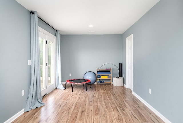 4851 Bethesda Duplex Rd, College Grove, TN 37046 - recreation room featuring wood finished floors, baseboards, and recessed lighting
