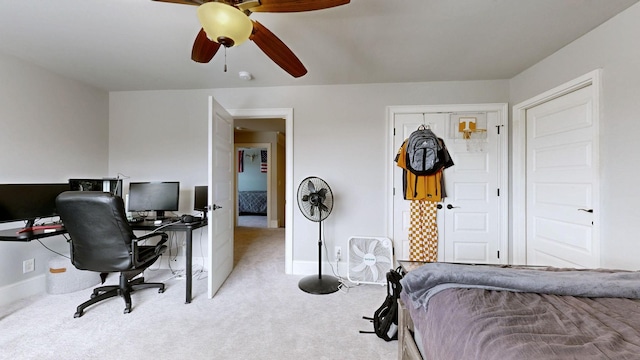 203 W Chandler Ct, Mount Juliet, TN 37122 - bedroom featuring a desk, carpet, baseboards, and a ceiling fan
