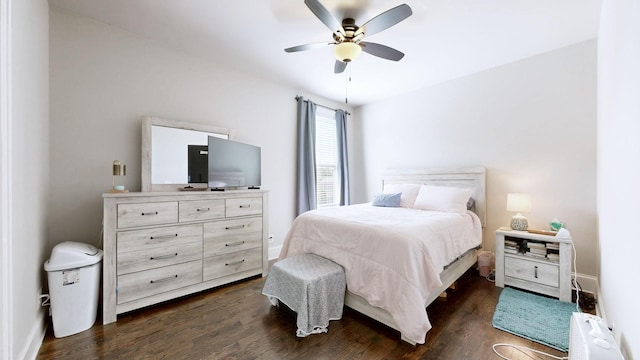 203 W Chandler Ct, Mount Juliet, TN 37122 - bedroom with dark wood-style floors, baseboards, and a ceiling fan