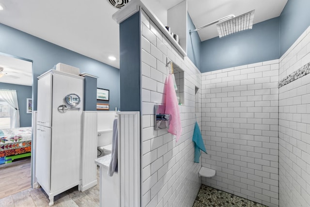 1205 Parker Dr, Pulaski, TN 38478 - ensuite bathroom with a tile shower and recessed lighting