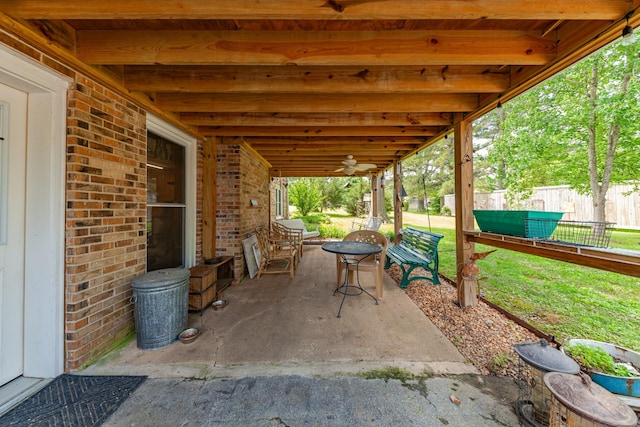 1205 Parker Dr, Pulaski, TN 38478 - view of patio featuring fence and ceiling fan