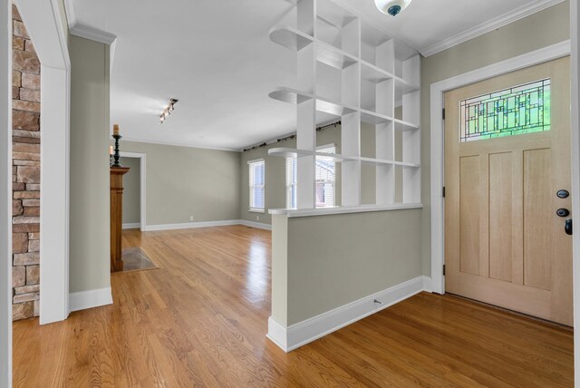 220 Porters Bluff Rd, Clarksville, TN 37040 - foyer entrance with ornamental molding, healthy amount of natural light, light wood-style floors, and baseboards