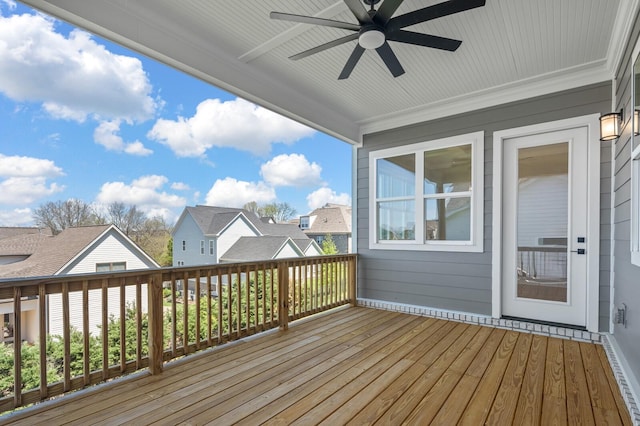 129 Barlow Dr, Franklin, TN 37064 - wooden terrace featuring a ceiling fan, a residential view, and a baseboard heating unit