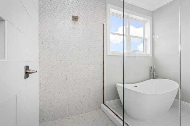 129 Barlow Dr, Franklin, TN 37064 - full bath featuring a freestanding tub and tiled shower