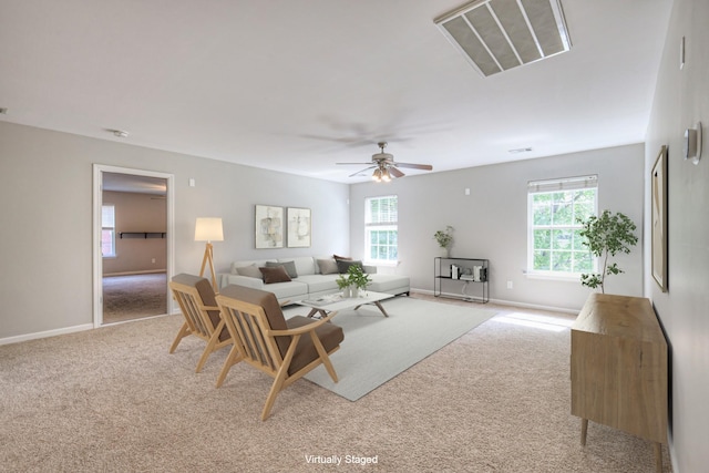 4002 Lattigo Ct, Spring Hill, TN 37174 - carpeted living room with plenty of natural light, a ceiling fan, and baseboards
