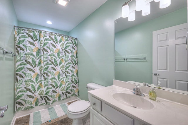 4002 Lattigo Ct, Spring Hill, TN 37174 - bathroom featuring toilet, vanity, and shower / bathtub combination with curtain
