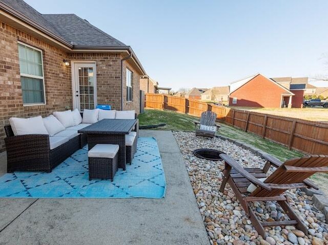 302 Janie St, Smyrna, TN 37167 - view of patio with an outdoor living space with a fire pit