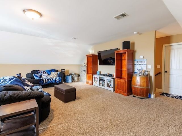 302 Janie St, Smyrna, TN 37167 - living room featuring carpet flooring and vaulted ceiling