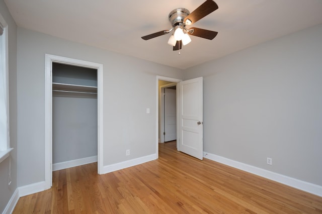 3310 Glencliff Rd, Nashville, TN 37211 - unfurnished bedroom featuring light wood-type flooring, baseboards, a closet, and a ceiling fan