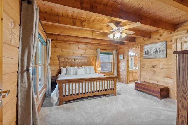 10120 Lascassas Pike, Lascassas, TN 37085 - bedroom with carpet flooring, wooden walls, and wooden ceiling with exposed beams