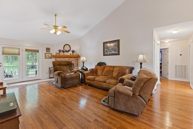 111 Hickory Trce, Lyles, TN 37098 - living area with vaulted ceiling, light wood finished floors, and ceiling fan
