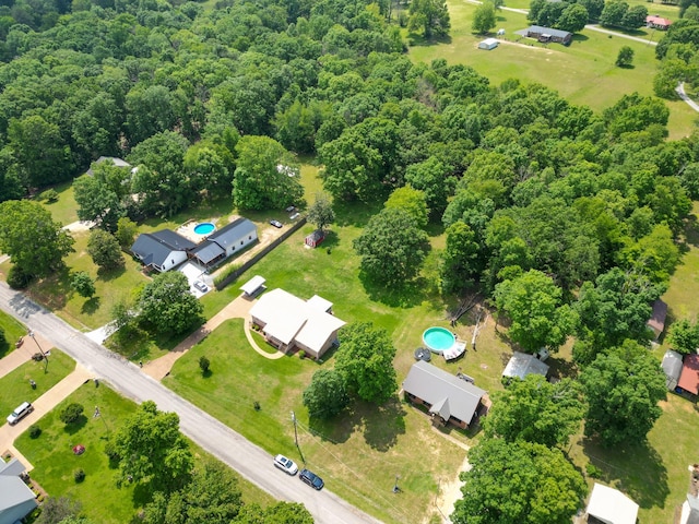 111 Hickory Trce, Lyles, TN 37098 - aerial overview of property's location with a pool and a heavily wooded area
