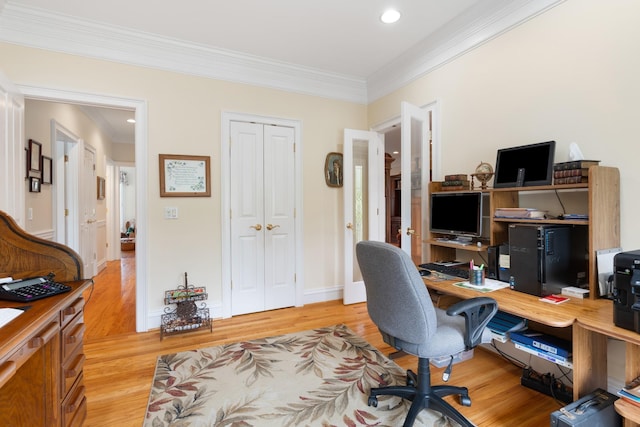 2039 Sparta Pike, Lebanon, TN 37090 - home office featuring wood finished floors, crown molding, recessed lighting, and baseboards
