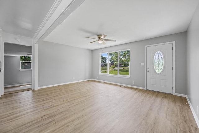 2705 Thrush Dr, Clarksville, TN 37040 - entryway with ceiling fan, light wood-type flooring, and baseboards