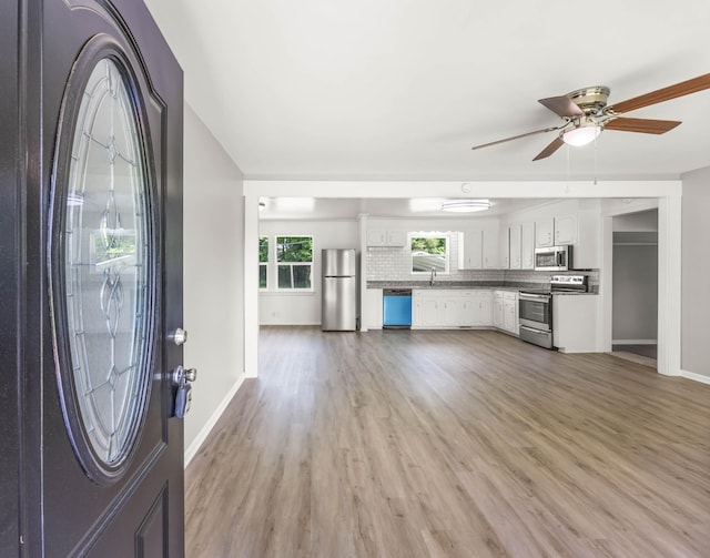 2705 Thrush Dr, Clarksville, TN 37040 - entrance foyer featuring healthy amount of natural light, a ceiling fan, baseboards, and light wood finished floors