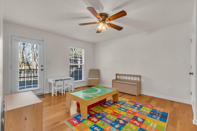 1032 Neeleys Bnd, Spring Hill, TN 37174 - rec room featuring light wood finished floors, ceiling fan, and baseboards