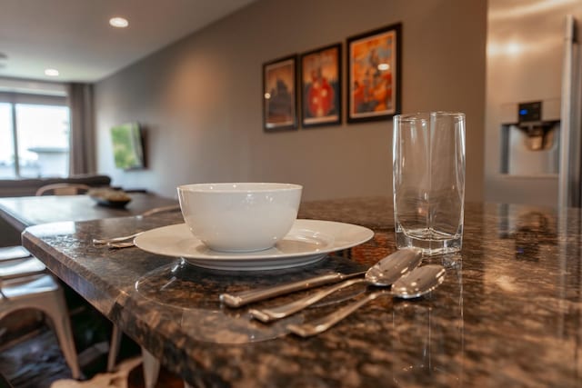 dining room featuring recessed lighting