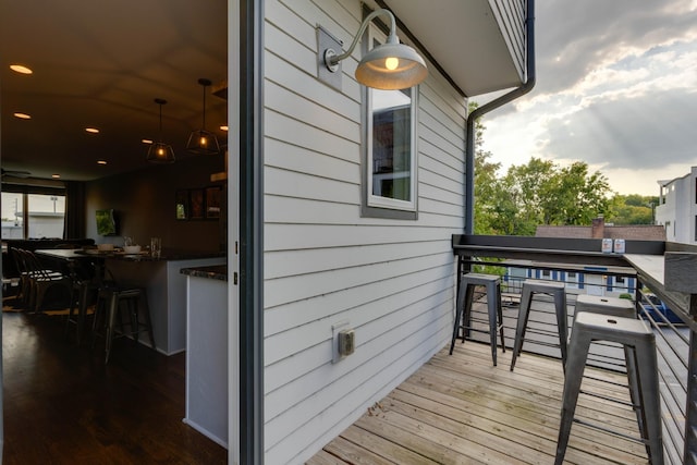 deck with an outdoor bar