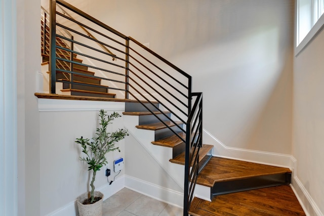 stairway with baseboards