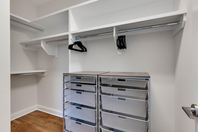 spacious closet with wood finished floors