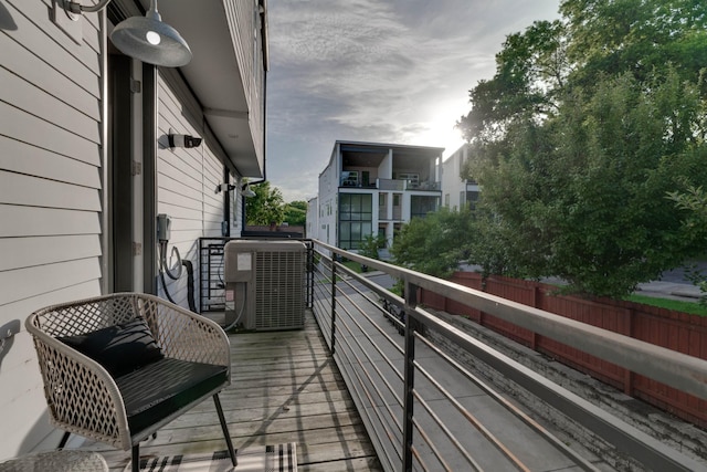 balcony featuring central AC unit