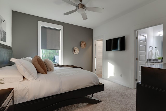 bedroom with carpet and ceiling fan