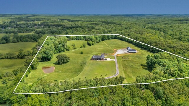 7480 Horn Tavern Rd, Fairview, TN 37062 - aerial view of sparsely populated area featuring a heavily wooded area and property parcel outlined