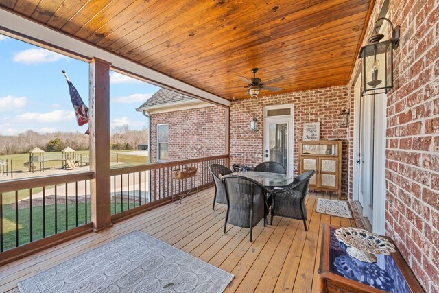 7480 Horn Tavern Rd, Fairview, TN 37062 - deck with outdoor dining space and ceiling fan