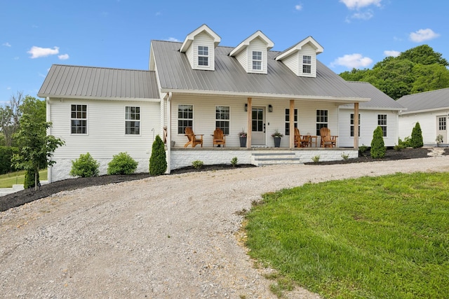 4588 Roy Thompson Rd, Mount Pleasant, TN 38474 - view of front of home with metal roof, a porch, and gravel driveway