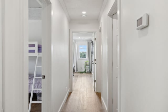 4588 Roy Thompson Rd, Mount Pleasant, TN 38474 - corridor with wood finished floors, ornamental molding, and baseboards
