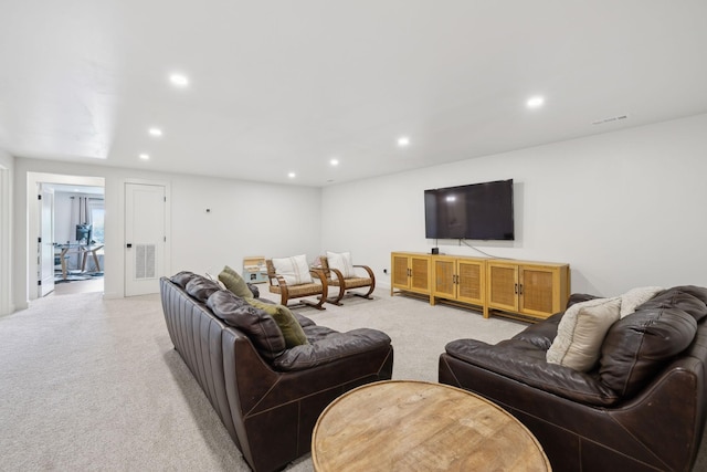 4588 Roy Thompson Rd, Mount Pleasant, TN 38474 - living area featuring light carpet and recessed lighting