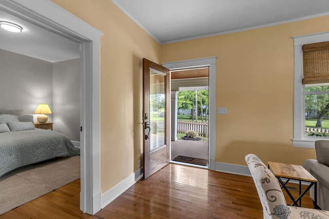 2642 Stuart St, Burns, TN 37029 - entrance foyer with ornamental molding, plenty of natural light, wood finished floors, and baseboards