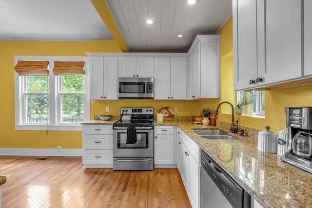 2642 Stuart St, Burns, TN 37029 - kitchen with appliances with stainless steel finishes, a sink, recessed lighting, plenty of natural light, and light wood finished floors