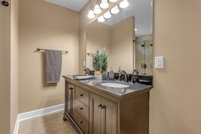 2642 Stuart St, Burns, TN 37029 - full bathroom with tile patterned floors, baseboards, double vanity, and tiled shower