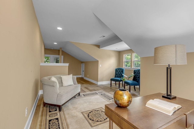 2642 Stuart St, Burns, TN 37029 - office space featuring light wood-style flooring, baseboards, recessed lighting, and vaulted ceiling