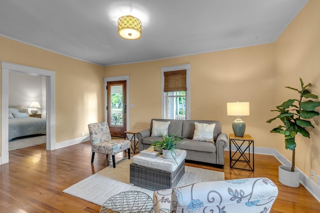 2642 Stuart St, Burns, TN 37029 - living room featuring wood finished floors, crown molding, and baseboards