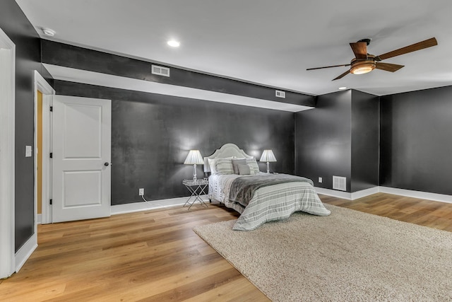2642 Stuart St, Burns, TN 37029 - bedroom featuring baseboards, light wood finished floors, recessed lighting, and a ceiling fan