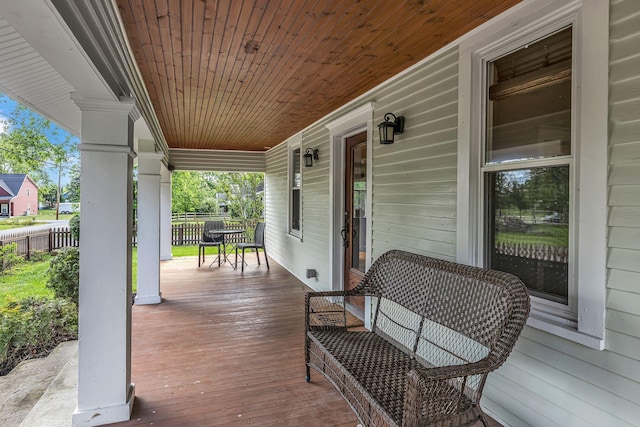 2642 Stuart St, Burns, TN 37029 - deck featuring covered porch and fence