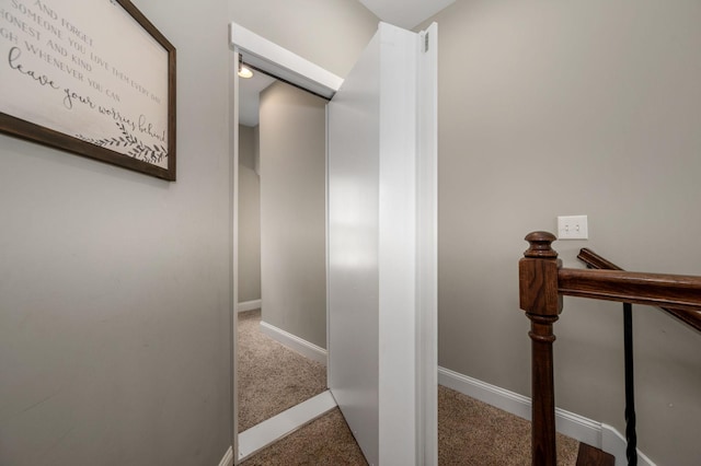 2101 Murray Kittrell Rd, Readyville, TN 37149 - hall featuring carpet flooring, an upstairs landing, and baseboards