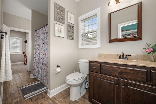2101 Murray Kittrell Rd, Readyville, TN 37149 - bathroom featuring wood finished floors, toilet, baseboards, and vanity