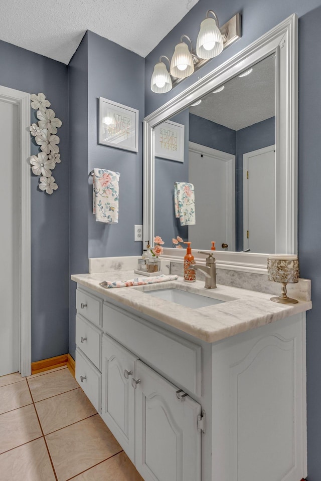 1383 Carters Creek Pike, Columbia, TN 38401 - bathroom with vanity, tile patterned floors, and a textured ceiling