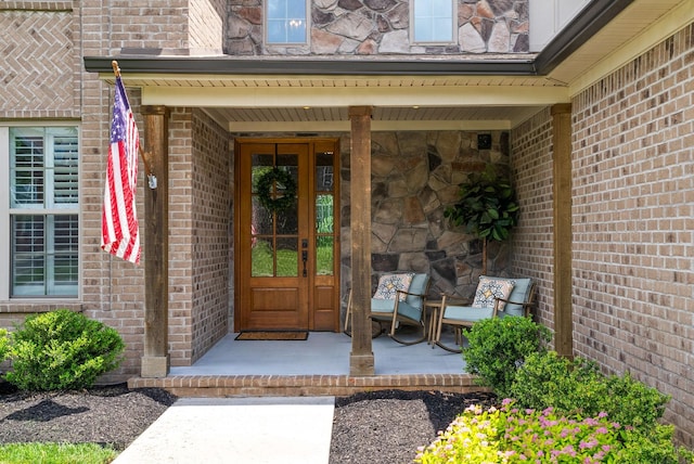 2477 Settlers Trce, Clarksville, TN 37043 - entrance to property featuring brick siding, stone siding, and covered porch