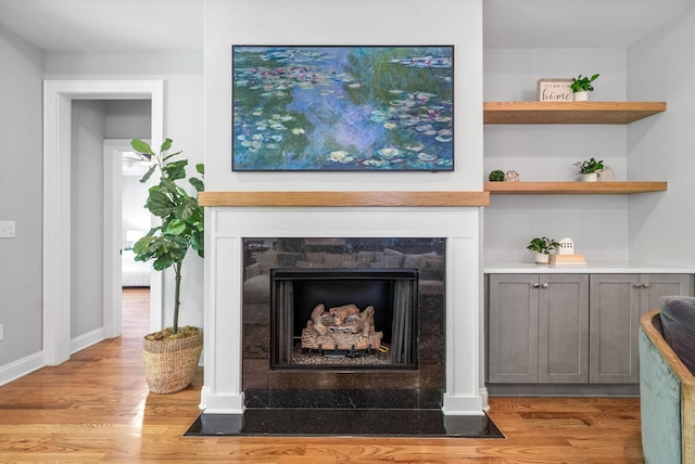 2477 Settlers Trce, Clarksville, TN 37043 - detailed view of a fireplace with flush hearth and wood finished floors