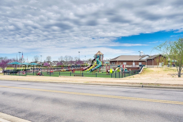 communal playground with fence
