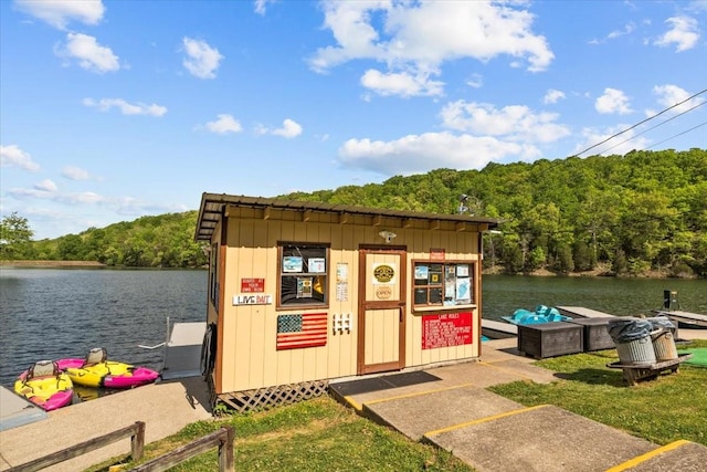 11 Sycamore Rdg W, Burns, TN 37029 - view of outdoor structure featuring a wooded view and a water view